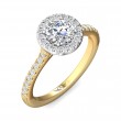 FlyerFit® 18K Yellow Gold Shank And White Gold Top Micropave Halo Engagement Ring