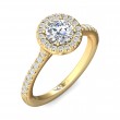 FlyerFit® 18K Yellow Gold Micropave Halo Engagement Ring