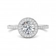 FlyerFit® 18K White Gold Micropave Halo Engagement Ring