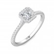 FlyerFit® Platinum Micropave Halo Engagement Ring