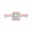 FlyerFit® 18K Pink Gold Micropave Halo Engagement Ring