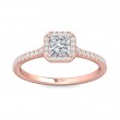 FlyerFit® 18K Pink Gold Micropave Halo Engagement Ring