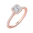 FlyerFit® 18K Pink Gold Micropave Halo Engagement Ring