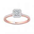 FlyerFit® 18K Pink Gold Shank And White Gold Top Micropave Halo Engagement Ring