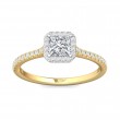 FlyerFit® 14K Yellow and 14K White Gold Micropave Halo Engagement Ring