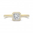 FlyerFit® 18K Yellow Gold Micropave Halo Engagement Ring