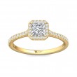 FlyerFit® 18K Yellow Gold Micropave Halo Engagement Ring