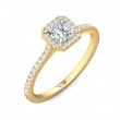 FlyerFit® 18K Yellow Gold Micropave Halo Engagement Ring