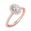 FlyerFit® 14K Pink Gold Micropave Halo Engagement Ring