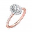 FlyerFit® 18K Pink Gold Shank And White Gold Top Micropave Halo Engagement Ring