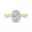 FlyerFit® 18K Yellow Gold Shank And White Gold Top Micropave Halo Engagement Ring