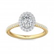 FlyerFit® 18K Yellow Gold Shank And White Gold Top Micropave Halo Engagement Ring