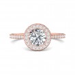 FlyerFit® 18K Pink Gold Micropave Halo Engagement Ring