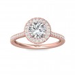 FlyerFit® 18K Pink Gold Micropave Halo Engagement Ring