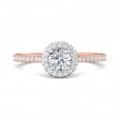 FlyerFit® 18K Pink Gold Shank And White Gold Top Micropave Halo Engagement Ring