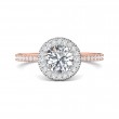 FlyerFit® 18K Pink Gold Shank And White Gold Top Micropave Halo Engagement Ring