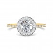 FlyerFit® 18K Yellow Gold Shank And White Gold Top Micropave Halo Engagement Ring