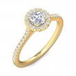 FlyerFit® 14K Yellow Gold Micropave Halo Engagement Ring