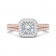 FlyerFit® 18K Pink Gold Shank And White Gold Top Split Shank Engagement Ring