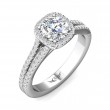 FlyerFit® 18K White Gold Split Shank Engagement Ring