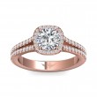 FlyerFit® 18K Pink Gold Split Shank Engagement Ring