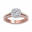 FlyerFit® 18K Pink Gold Shank And White Gold Top Split Shank Engagement Ring