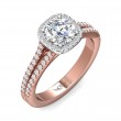 FlyerFit® 18K Pink Gold Shank And White Gold Top Split Shank Engagement Ring