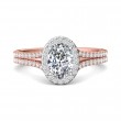 FlyerFit® 18K Pink Gold Shank And White Gold Top Split Shank Engagement Ring