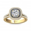 FlyerFit® 18K Yellow Gold Split Shank Engagement Ring