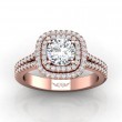 FlyerFit® 18K Pink Gold Split Shank Engagement Ring