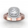 FlyerFit® 14K Pink Gold Shank And White Gold Top Split Shank Engagement Ring