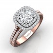 FlyerFit® 14K Pink Gold Shank And White Gold Top Split Shank Engagement Ring