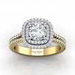 FlyerFit® 18K Yellow Gold Shank And White Gold Top Split Shank Engagement Ring