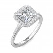 FlyerFit® 18K White Gold Micropave Halo Engagement Ring