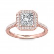 FlyerFit® 18K Pink Gold Micropave Halo Engagement Ring