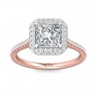 FlyerFit® 14K Pink Gold Shank And White Gold Top Micropave Halo Engagement Ring