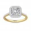 FlyerFit® 14K Yellow and 14K White Gold Micropave Halo Engagement Ring