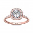 FlyerFit® 18K Pink Gold Micropave Halo Engagement Ring