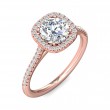 FlyerFit® 18K Pink Gold Micropave Halo Engagement Ring