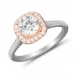 FlyerFit® 18K Pink Gold Micropave Halo Engagement Ring