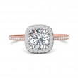 FlyerFit® 18K Pink Gold Shank And White Gold Top Micropave Halo Engagement Ring