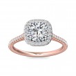 FlyerFit® 18K Pink Gold Shank And White Gold Top Micropave Halo Engagement Ring