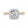 FlyerFit® 18K Yellow Gold Shank And White Gold Top Micropave Halo Engagement Ring