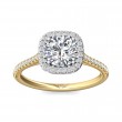 FlyerFit® 18K Yellow Gold Shank And White Gold Top Micropave Halo Engagement Ring