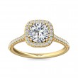 FlyerFit® 14K Yellow Gold Micropave Halo Engagement Ring