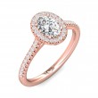 FlyerFit® 18K Pink Gold Micropave Halo Engagement Ring