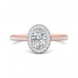 FlyerFit® 14K Pink Gold Shank And White Gold Top Micropave Halo Engagement Ring