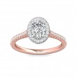 FlyerFit® 14K Pink Gold Shank And White Gold Top Micropave Halo Engagement Ring