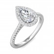 FlyerFit® 18K White Gold Micropave Halo Engagement Ring