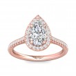 FlyerFit® 14K Pink Gold Micropave Halo Engagement Ring